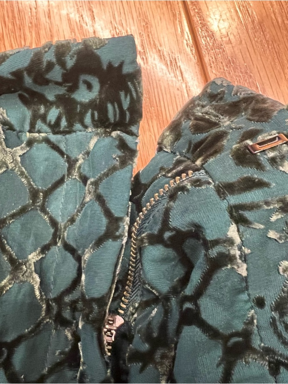Balmain and H &M  Teal and Black Wide-Leg Velvet Jumpsuit Pants - Picture 7 of 7